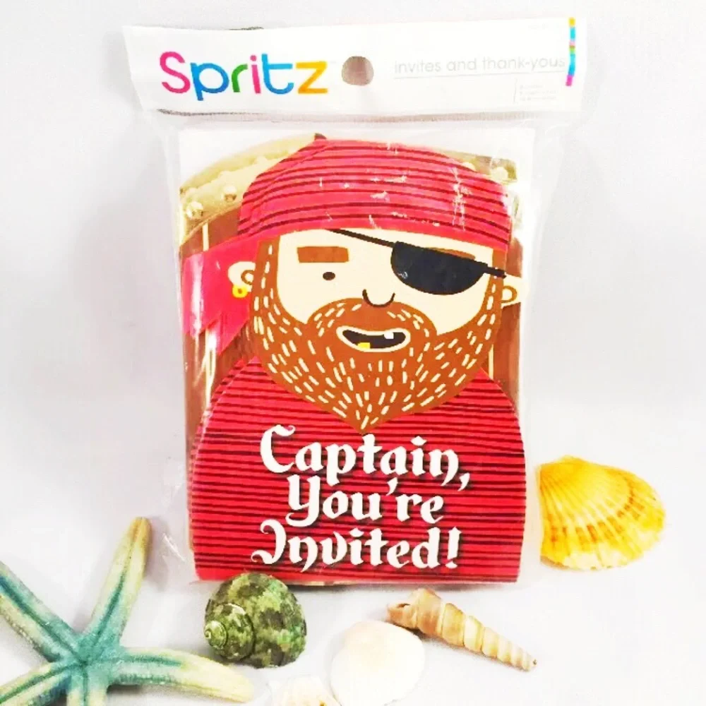 Pirate Party 8 Invitation & 8 Thank You Notes Pack